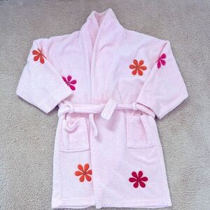 Aegean Apparel girls bathrobe with floral application. Size M